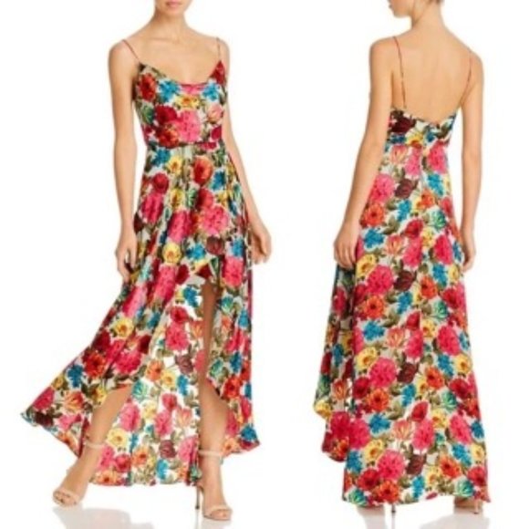 Alice + Olivia Dresses & Skirts - NWT ALICE + OLIVIA Christina High-Low Cowl-Neck Dress Size 14 Floral Burnout